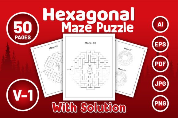 Christmas Hexagonal Maze Puzzle Vol-1: A Unique Creative Resource