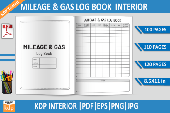 Mastering Vehicle Management: The Essential Mileage Gas Log Book KDP Interior