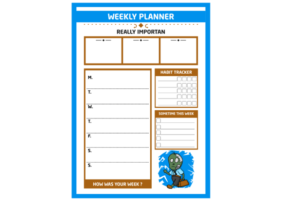 The Zombie Employee Theme: A Practical ADHD Planner for Weekly Time Management